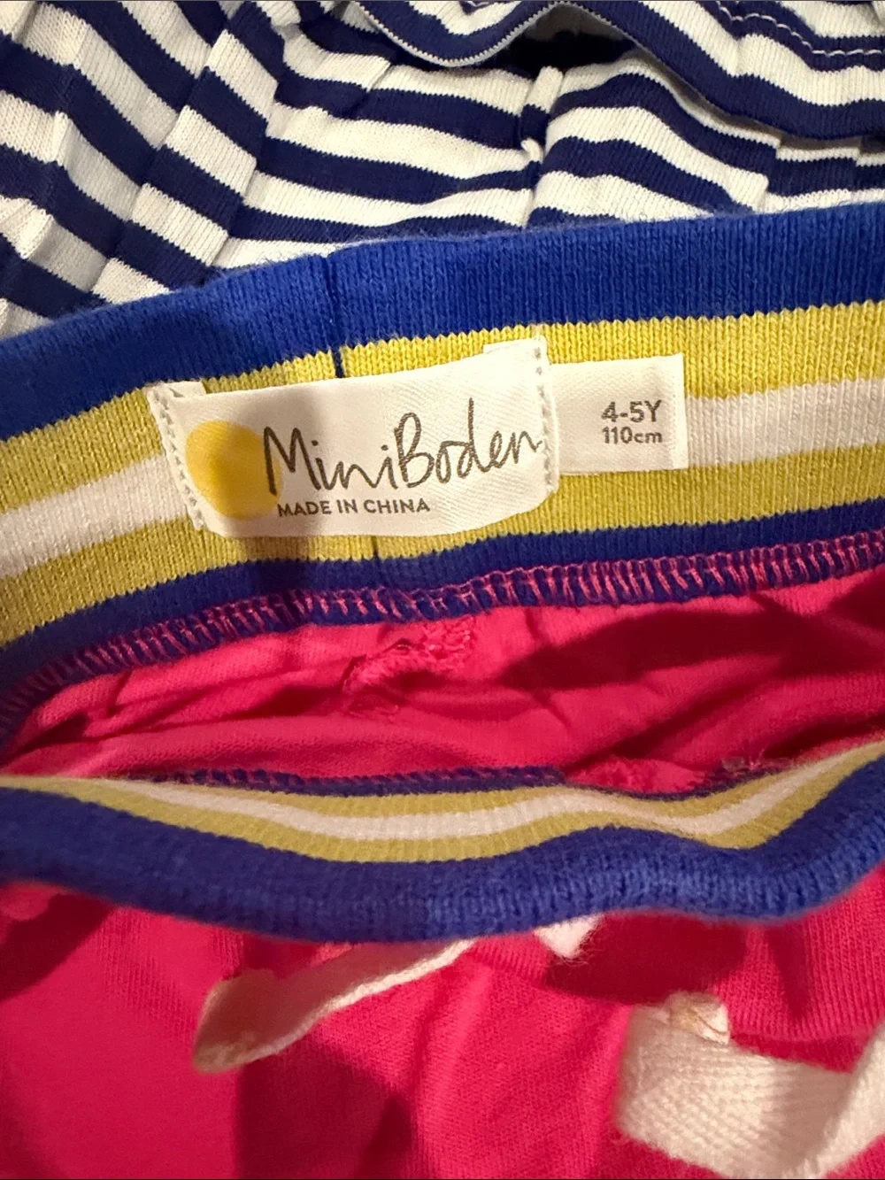 Mini Boden Girls' Bright Pink Sloth Appliqué Skirt + Navy Striped Skirt (2)